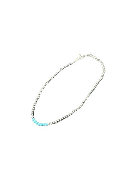 BLT NECKLACE - NAVAJO STYLE 4MM PEARL CHOKER - TURQUOISE