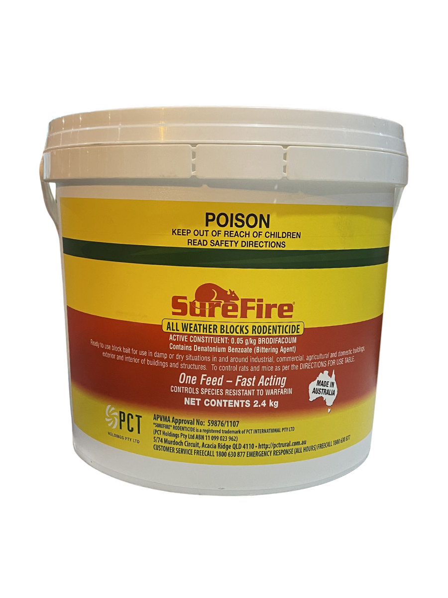 SUREFIRE ALL WEATHER BLOCKS RODENTICIDE 2.4KG BUCKET